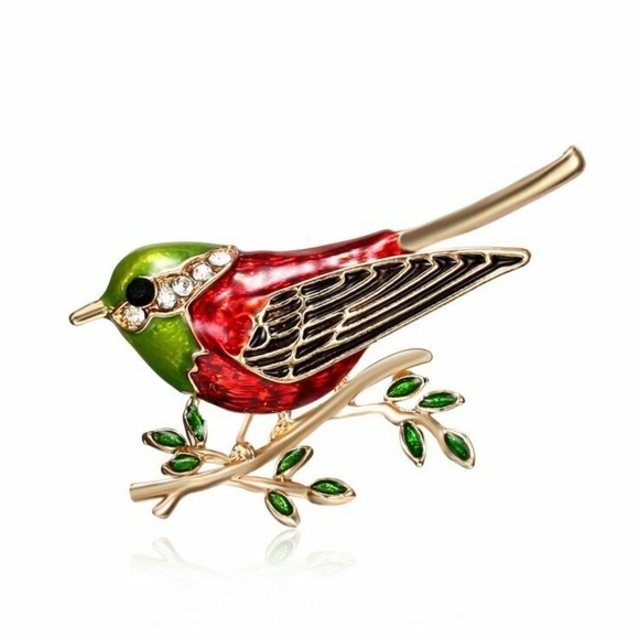 Lirrio's Closet Jewelry - Finch Brooch Rhinestones Enamel NWT-